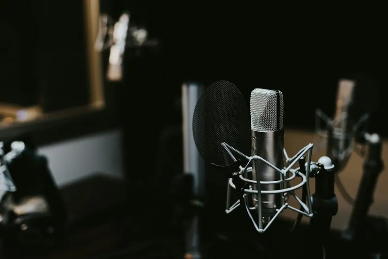 micrófono de estudio en un soporte antivibración